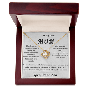 To My Dear Mom Love Knot Necklace with Message Card from Son - HEARTEN4