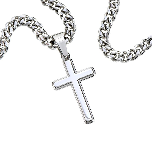 To My Amazing Husband – Personalized Cross with Cuban Link Chain - HEARTEN