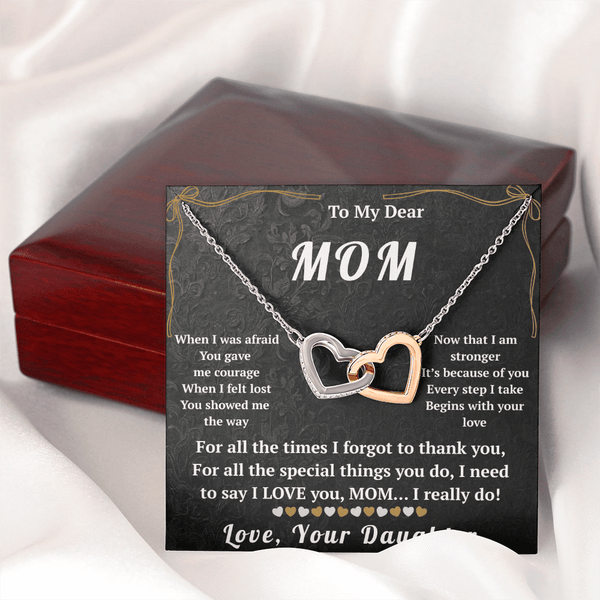 To My Dear Mom Interlocking Hearts Necklace - HEARTEN