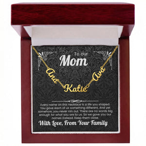 To Our Mom Personalized Name Necklace Gift Set with Message Card from Family - HEARTEN