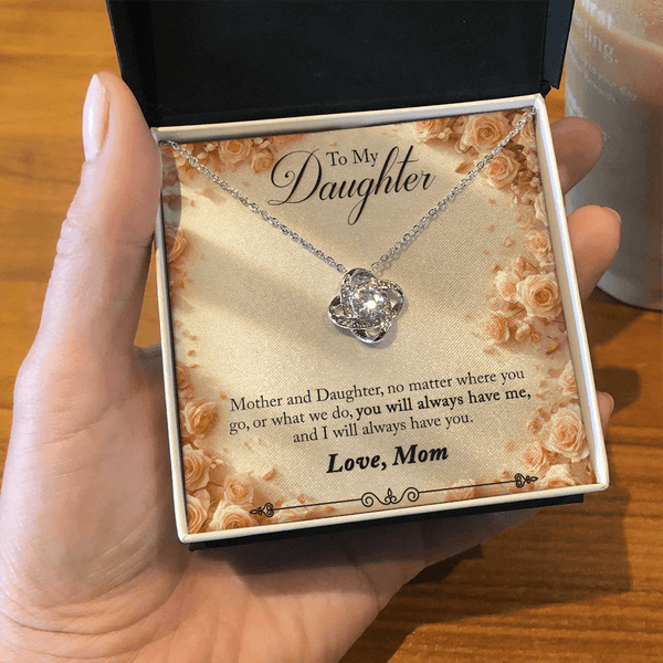 To My Daughter Love Knot Necklace from Mom - HEARTEN