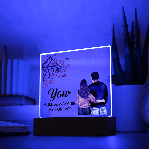 Personalized Acrylic Square Plaque – Light - Up Keepsake Gift - HEARTEN