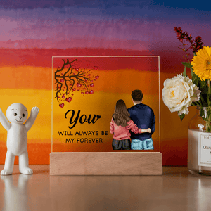 Personalized Acrylic Square Plaque – Light - Up Keepsake Gift - HEARTEN