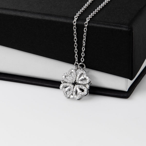 To My Beautiful Wife Magnetic Hearts Necklace with Message Card from Husband - HEARTEN9