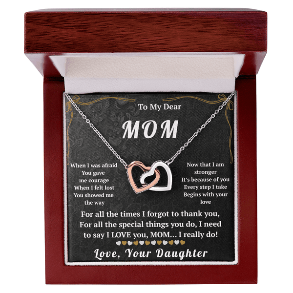 To My Dear Mom Interlocking Hearts Necklace - HEARTEN