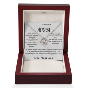 To My Dear Mom Love Knot Necklace with Message Card from Son - HEARTEN15