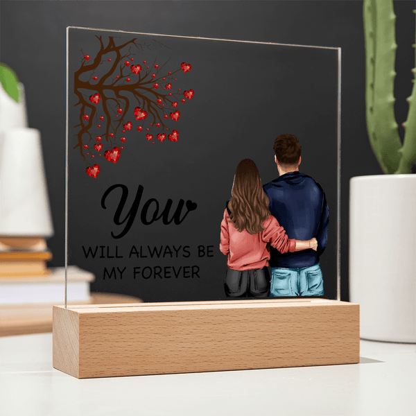 Personalized Acrylic Square Plaque – Light - Up Keepsake Gift - HEARTEN