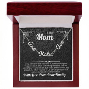 To Our Mom Personalized Name Necklace Gift Set with Message Card from Family - HEARTEN