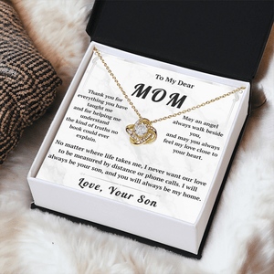 To My Dear Mom Love Knot Necklace with Message Card from Son - HEARTEN17