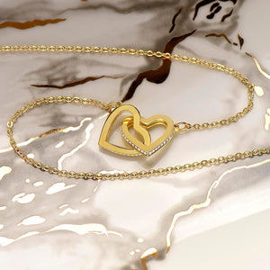 To My Dear Mom Interlocking Hearts Necklace with Message Card from Daughter - HEARTEN