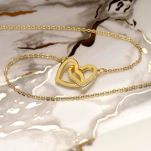 To My Dear Mom Interlocking Hearts Necklace with Message Card from Daughter - HEARTEN