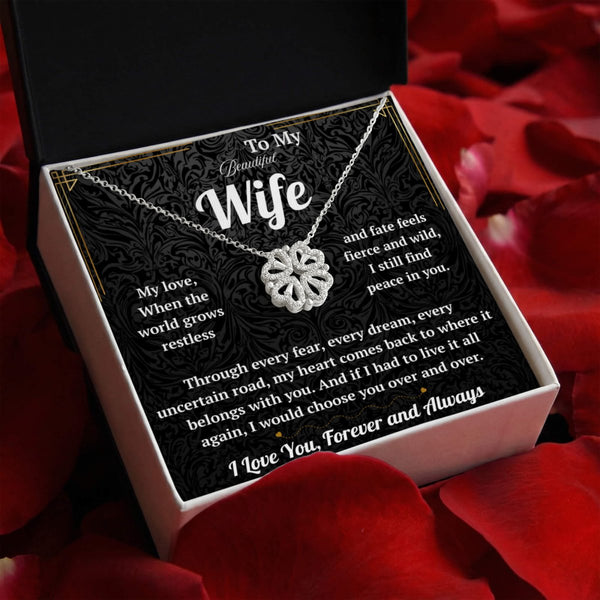 To My Beautiful Wife Magnetic Hearts Necklace with Message Card from Husband - HEARTEN16