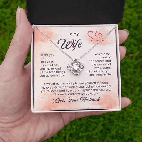 To My Beautiful Wife - Love Knot Necklace - HEARTEN