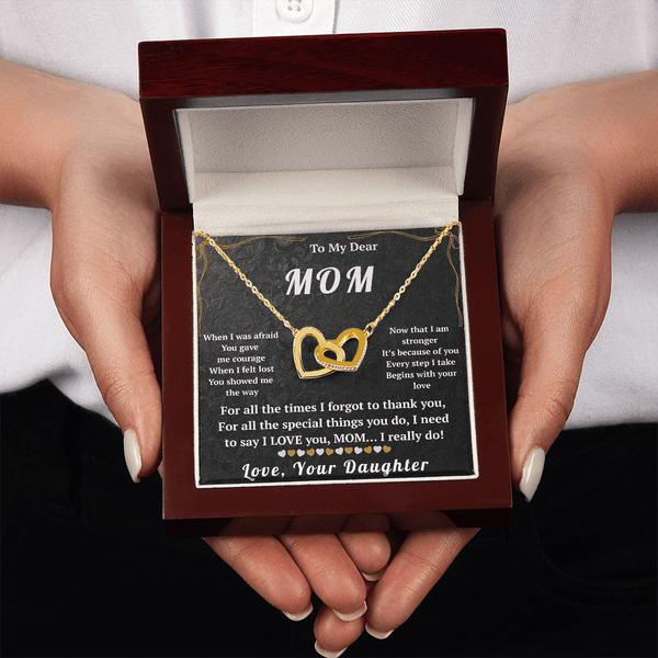To My Dear Mom Interlocking Hearts Necklace - HEARTEN