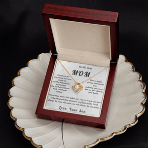 To My Dear Mom Love Knot Necklace with Message Card from Son - HEARTEN26