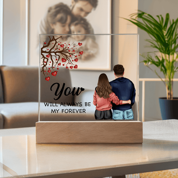Personalized Acrylic Square Plaque – Light - Up Keepsake Gift - HEARTEN