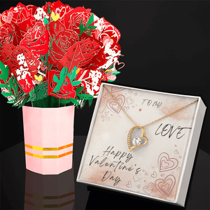 To My Love – Forever Love Necklace & Flower Bouquet Valentine's Gift Set - HEARTEN