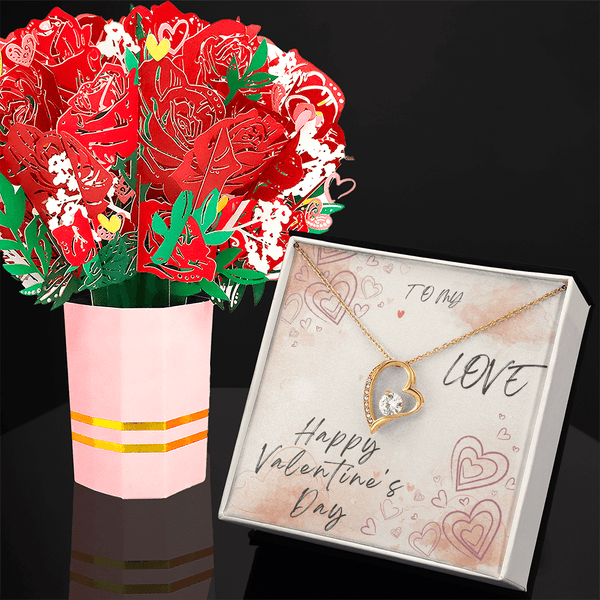 To My Love – Forever Love Necklace & Flower Bouquet Valentine's Gift Set - HEARTEN