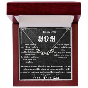 To My Dear Mom Magnetic Hearts Necklace From Son - HEARTEN