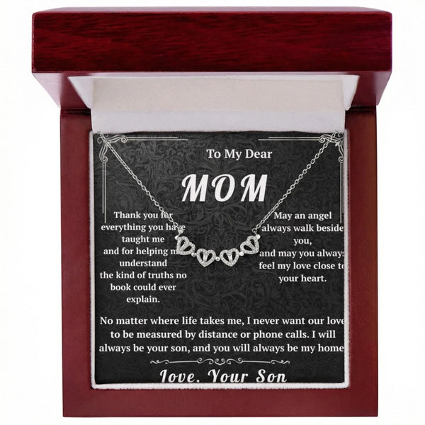 To My Dear Mom Magnetic Hearts Necklace From Son - HEARTEN