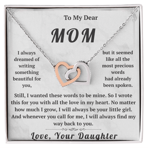 To My Dear Mom Interlocking Hearts Necklace - HEARTEN
