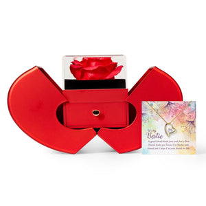 Forever Love Necklace with Red Heart Rose Box - HEARTEN