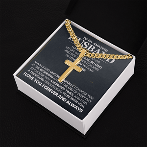 To My Amazing Husband – Personalized Cross with Cuban Link Chain - HEARTEN