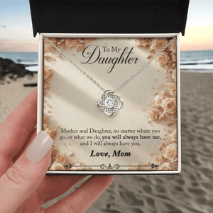 To My Daughter Love Knot Necklace from Mom - HEARTEN