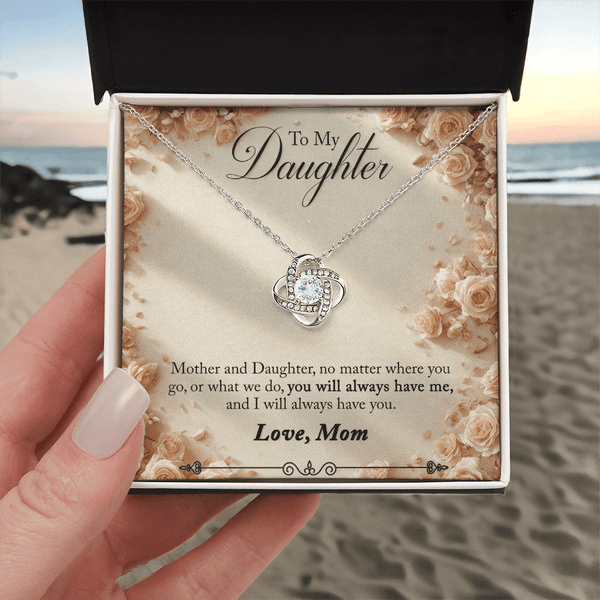 To My Daughter Love Knot Necklace from Mom - HEARTEN