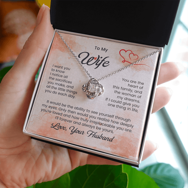 To My Beautiful Wife - Love Knot Necklace - HEARTEN