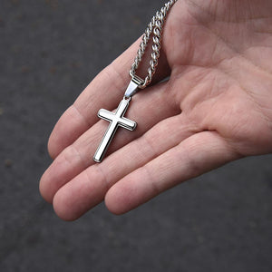 To My Amazing Husband – Personalized Cross with Cuban Link Chain - HEARTEN