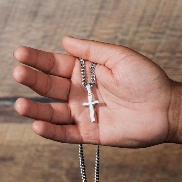 To My Amazing Husband – Personalized Cross with Cuban Link Chain - HEARTEN