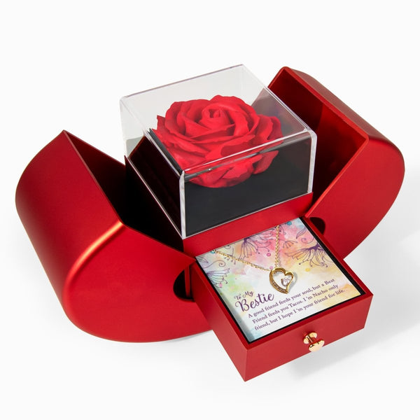 Forever Love Necklace with Red Heart Rose Box - HEARTEN