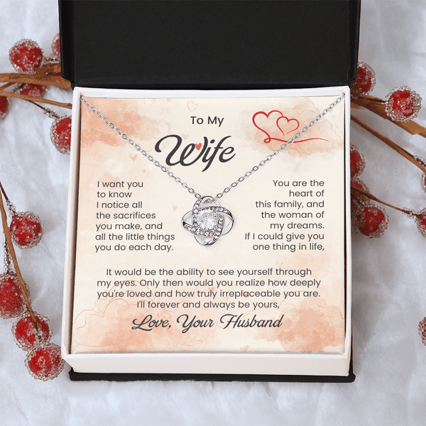 To My Beautiful Wife - Love Knot Necklace - HEARTEN