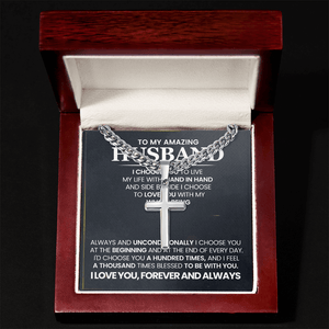 To My Amazing Husband – Personalized Cross with Cuban Link Chain - HEARTEN