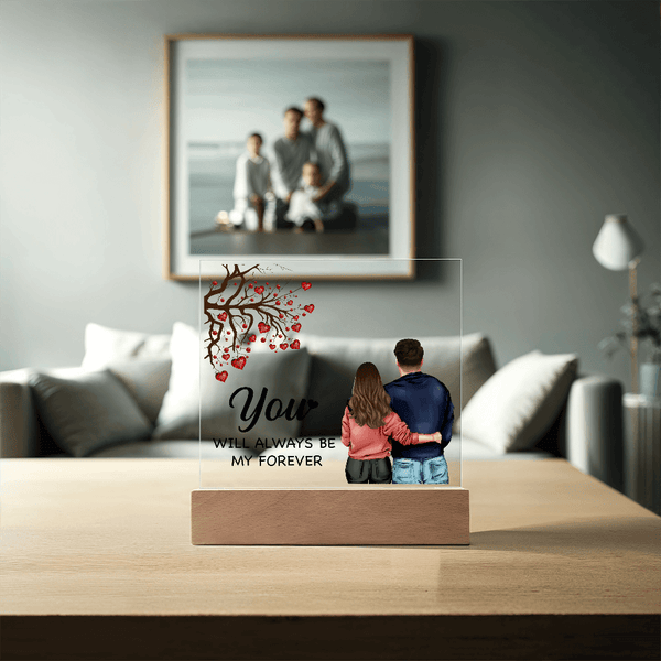 Personalized Acrylic Square Plaque – Light - Up Keepsake Gift - HEARTEN