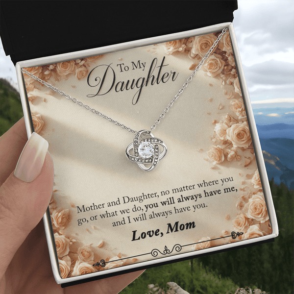 To My Daughter Love Knot Necklace from Mom - HEARTEN