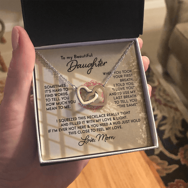 To My Beautiful Daughter – Interlocking Hearts Necklace - HEARTEN