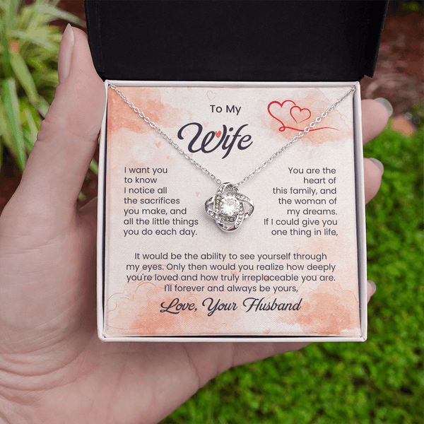 To My Beautiful Wife - Love Knot Necklace - HEARTEN