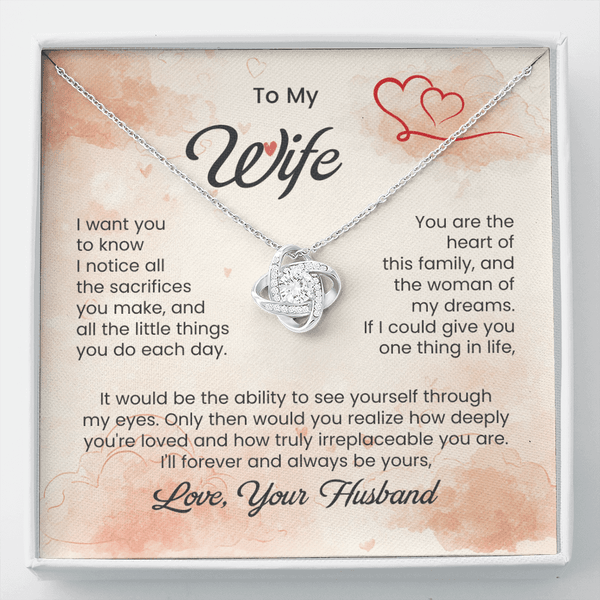 To My Beautiful Wife - Love Knot Necklace - HEARTEN