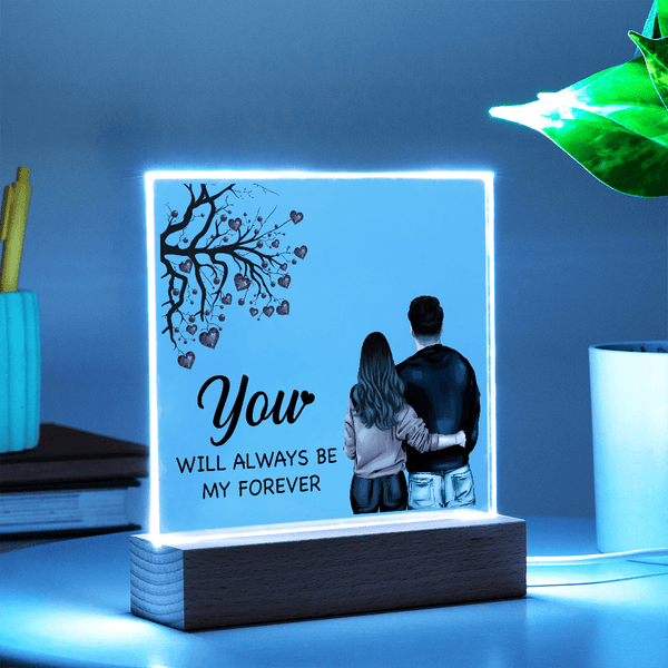 Personalized Acrylic Square Plaque – Light - Up Keepsake Gift - HEARTEN