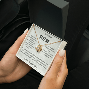 To My Dear Mom Love Knot Necklace with Message Card from Son - HEARTEN21