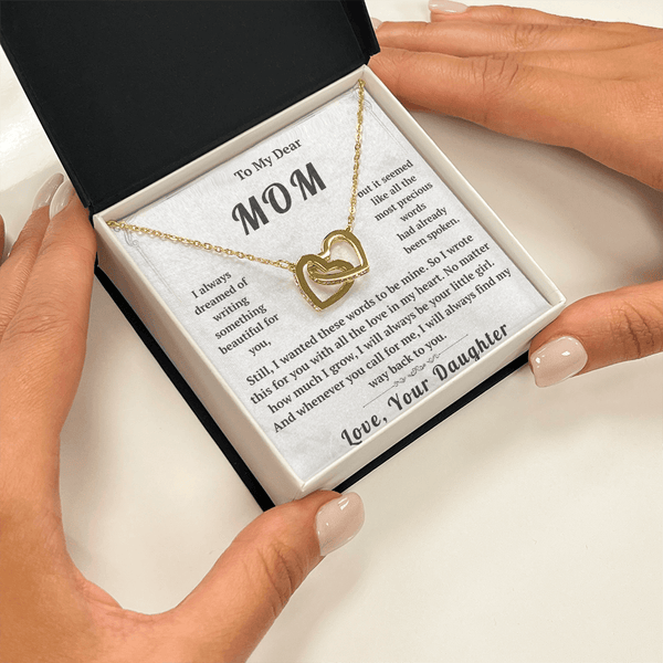 To My Dear Mom Interlocking Hearts Necklace - HEARTEN
