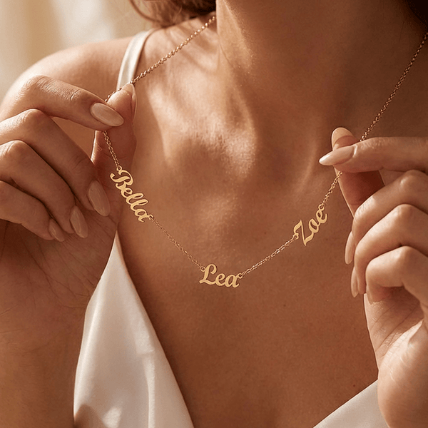 To Our Mom Personalized Name Necklace Gift Set with Message Card from Family - HEARTEN