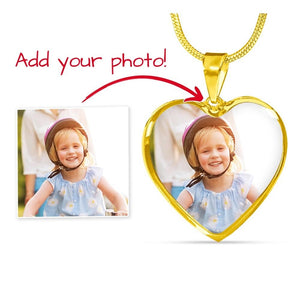 Personalized Photo Heart Necklace with Engraved Message - HEARTEN