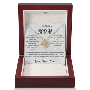 To My Dear Mom Love Knot Necklace with Message Card from Son - HEARTEN24