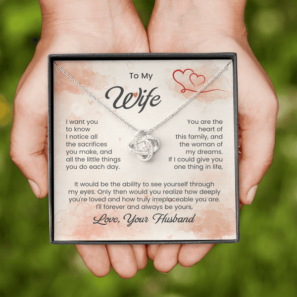 To My Beautiful Wife - Love Knot Necklace - HEARTEN