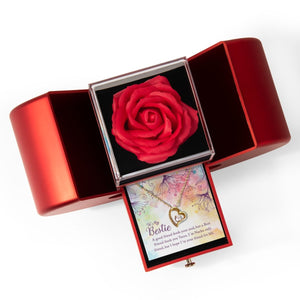 Forever Love Necklace with Red Heart Rose Box - HEARTEN