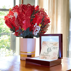 To My Love – Forever Love Necklace & Flower Bouquet Valentine's Gift Set - HEARTEN