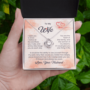 To My Beautiful Wife - Love Knot Necklace - HEARTEN